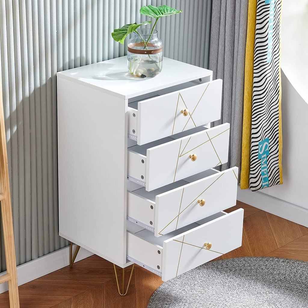 White Wood 4 Drawer Chest of Drawer C4355