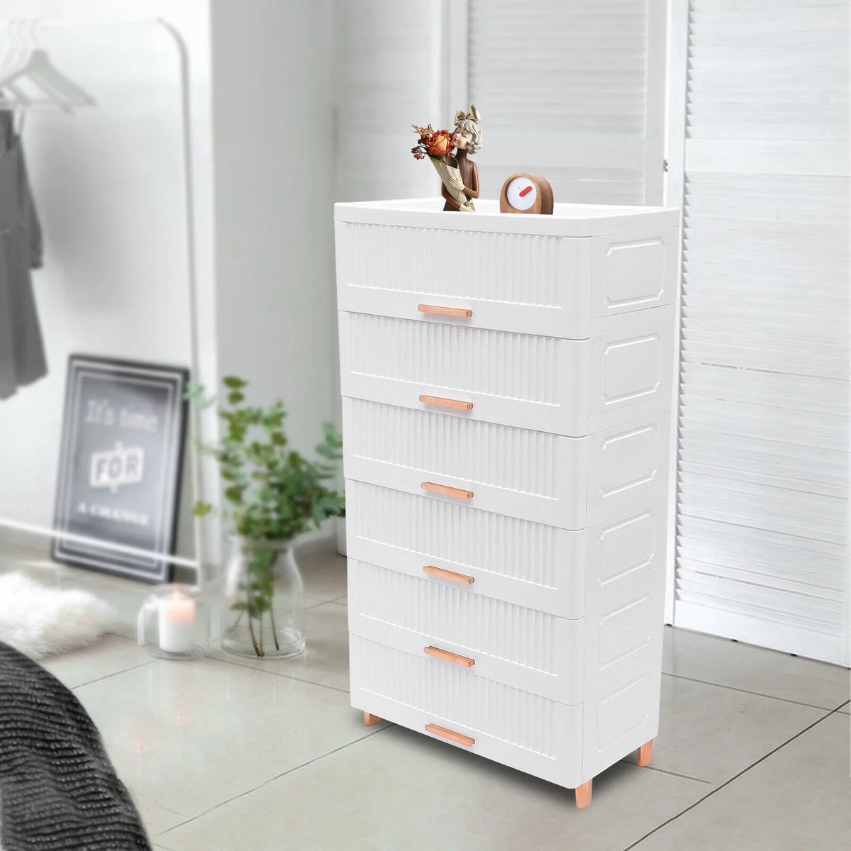 White 6-Drawer Plastic Chest Dresser D88802