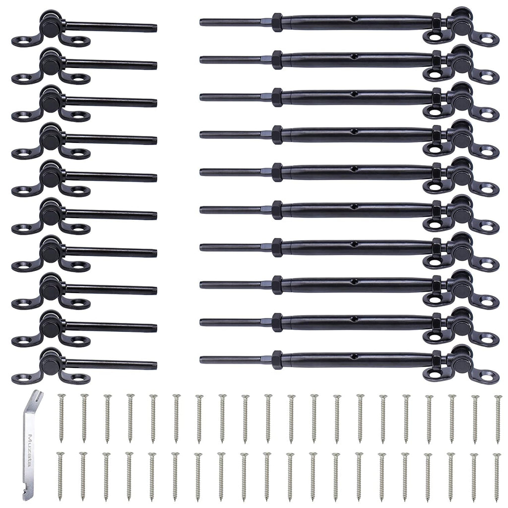 Black Cable Railing Kit 10 Set T316 Stainless Steel Hardware R1649