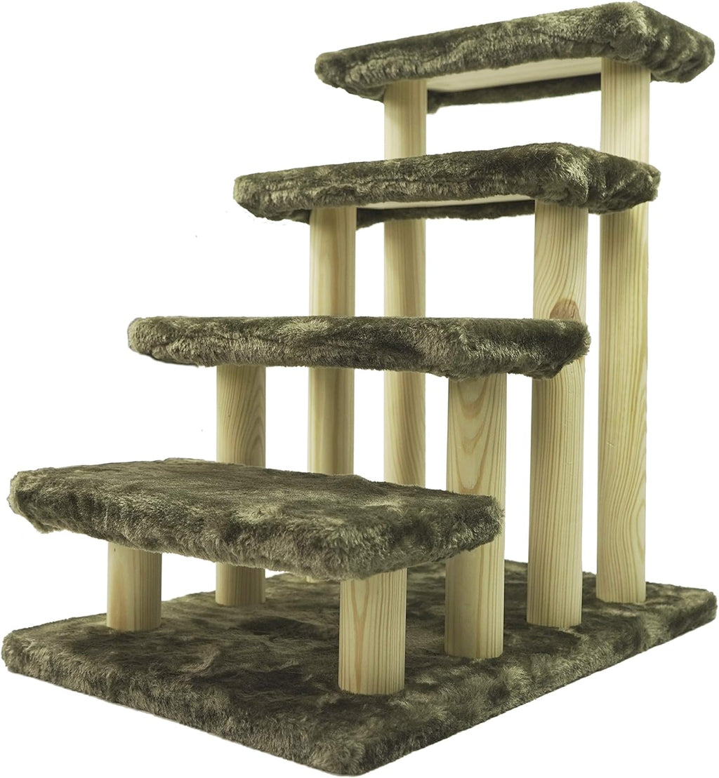 4-Step Wooden Pet Stairs with Detachable Carpet Y55692