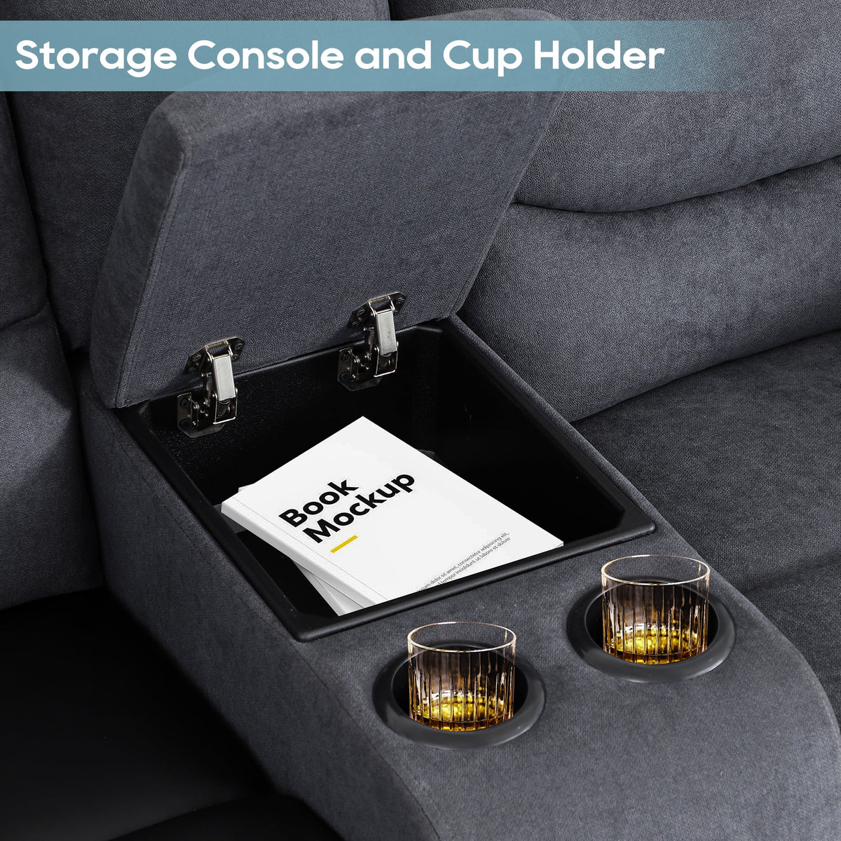 Grey Double Recliner Loveseat with Console and Cup Holder K889649