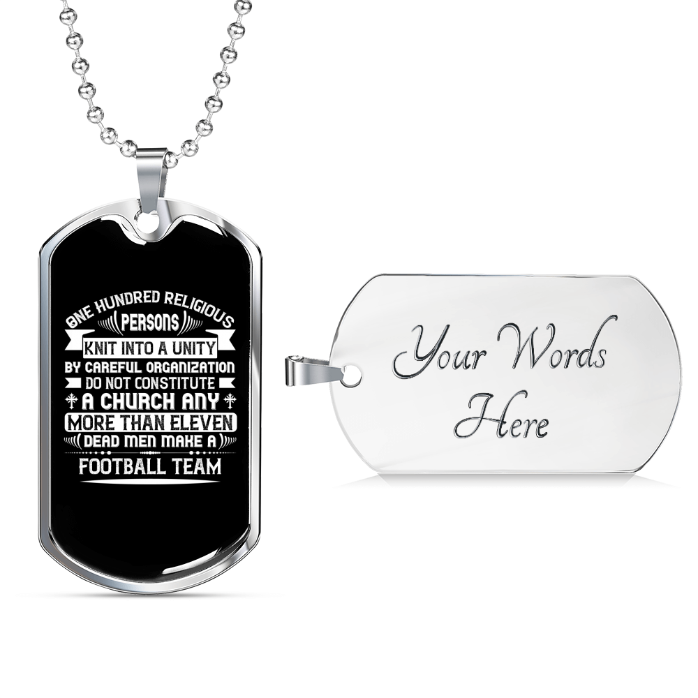 Stainless Steel or 18k Gold Dog Tag Necklace with 24" Chain A3598