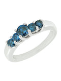 10K White Gold Treated Blue 5 Stone Diamond Engagement Ring 0.75ct-8 N94606
