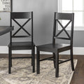 Antique Black Wood Dining Chairs, Set of 2 K828844