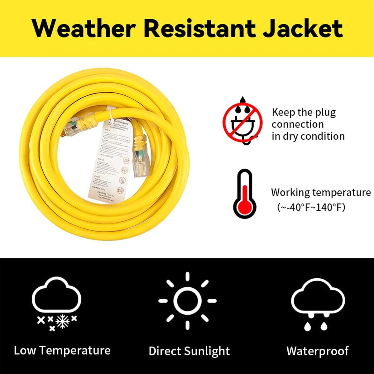 10 Ft 10/3 SJTW Yellow Extension Cord H876