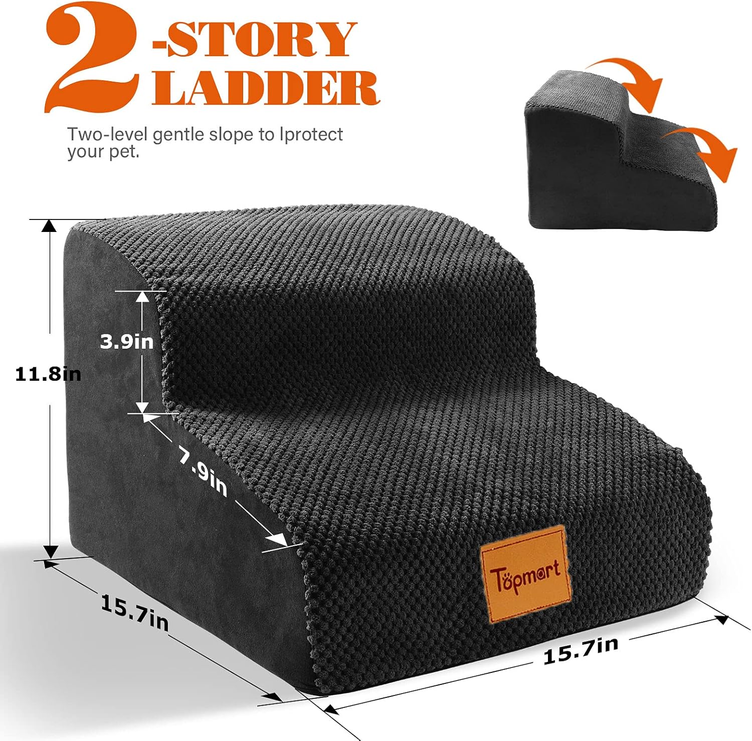 High Density Foam Pet Steps 2 Tiers, Non-Slip Dog Stairs C692
