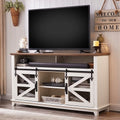 Antique White Wood TV Stand with Storage Shelves N524615