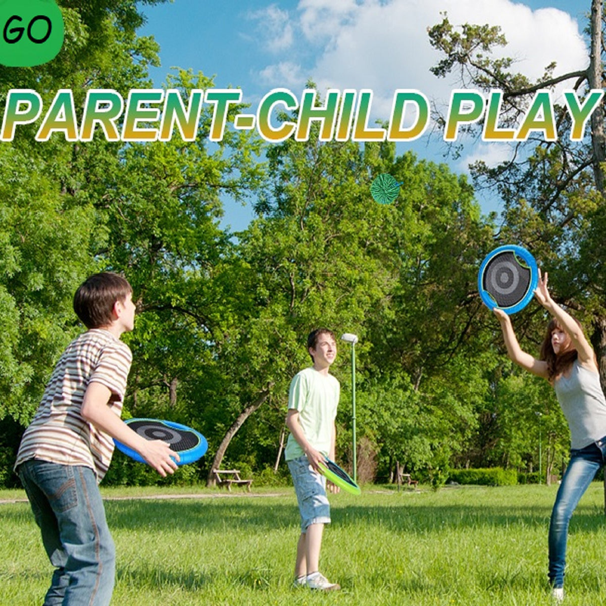 Trampoline Paddles for 4 Players, Bouncy Disc Paddle Ball Game Frisbee Set Q40243
