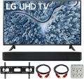 50 Inch 4K Smart UHD TV Bundle with 2.0-Channel Sound Bar, TV Wall Mount Bracket and Surge Adapter S230612