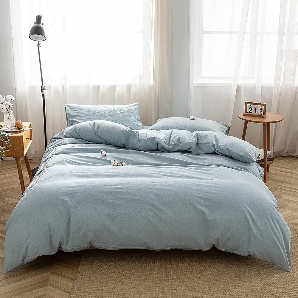 3-Piece Queen Washed Cotton Duvet Cover Set W566