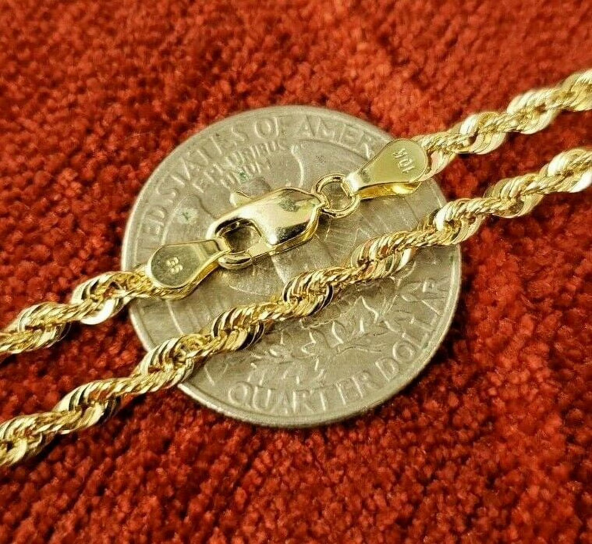 10K Solid Yellow Gold Necklace Rope Chain 18" 3.0mm H259