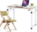 Overbed Table Mobile Computer Desk with Wheels Metal Legs Storage Shelves 47.24inch Black W8299