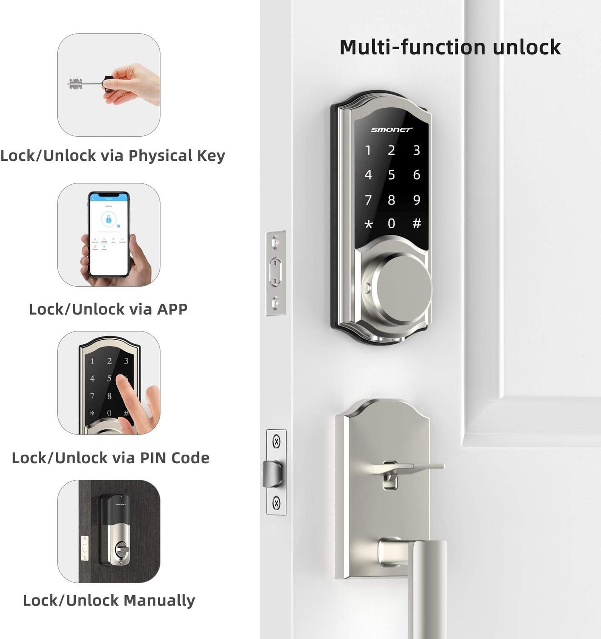 Smart Deadbolt Door Lock with Touchscreen Keypad and Physical Keys V927