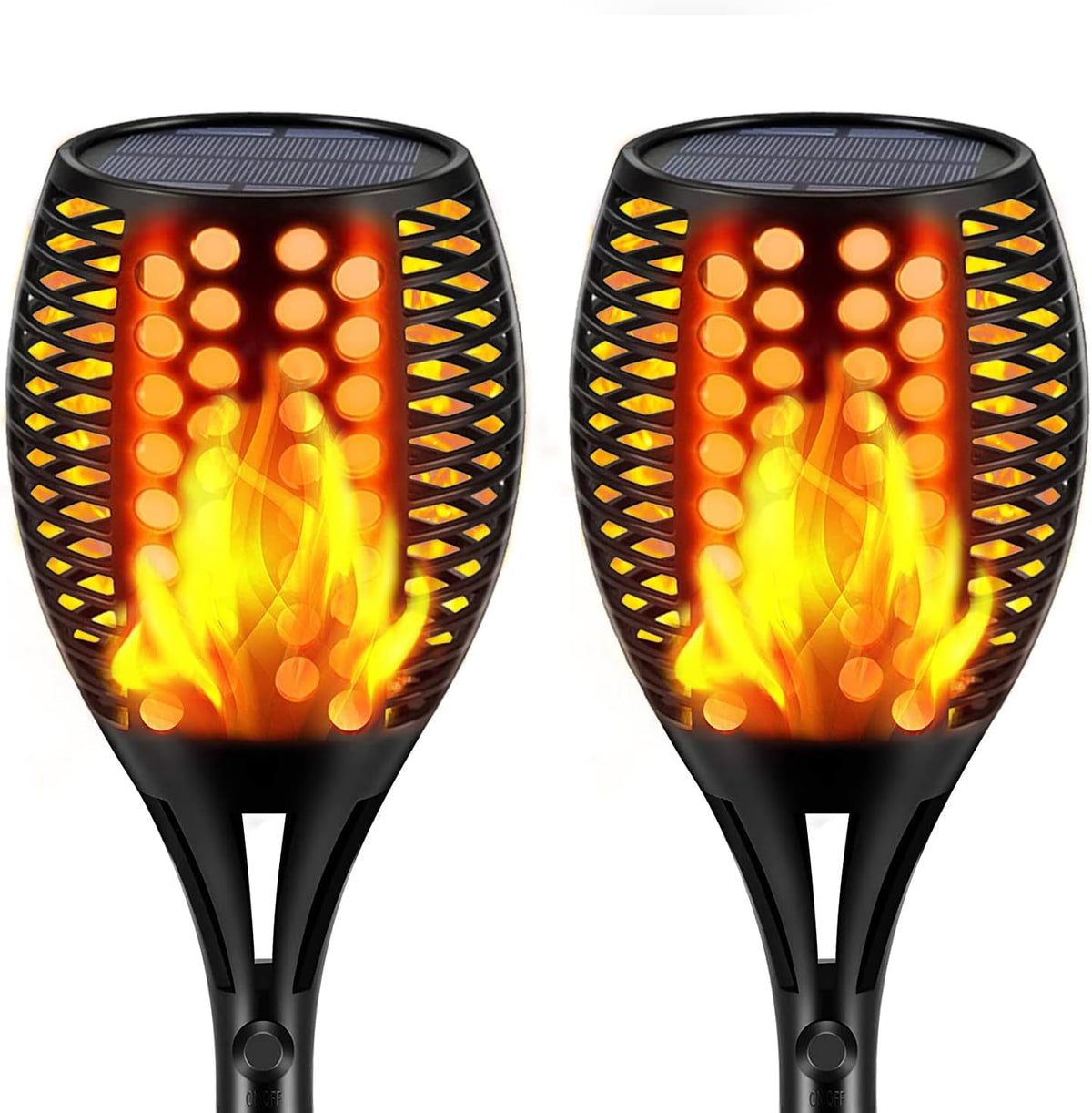 Upgraded Larger Solar Torch Lights, Waterproof Outdoor Dancing Flames Lights, Flickering Flames Garden Lights, Landscape Decoration Pathway Patio Lights 43 96 LED (4) L91928
