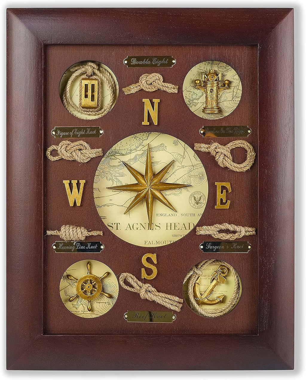 Nautical Knot Board Frame Wall Decor Compass Pack of 2 D472