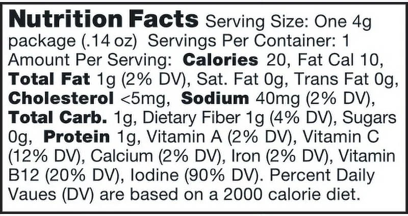 24 Pack Organic Seaweed Snacks, Maui Onion, .14oz Each G64748