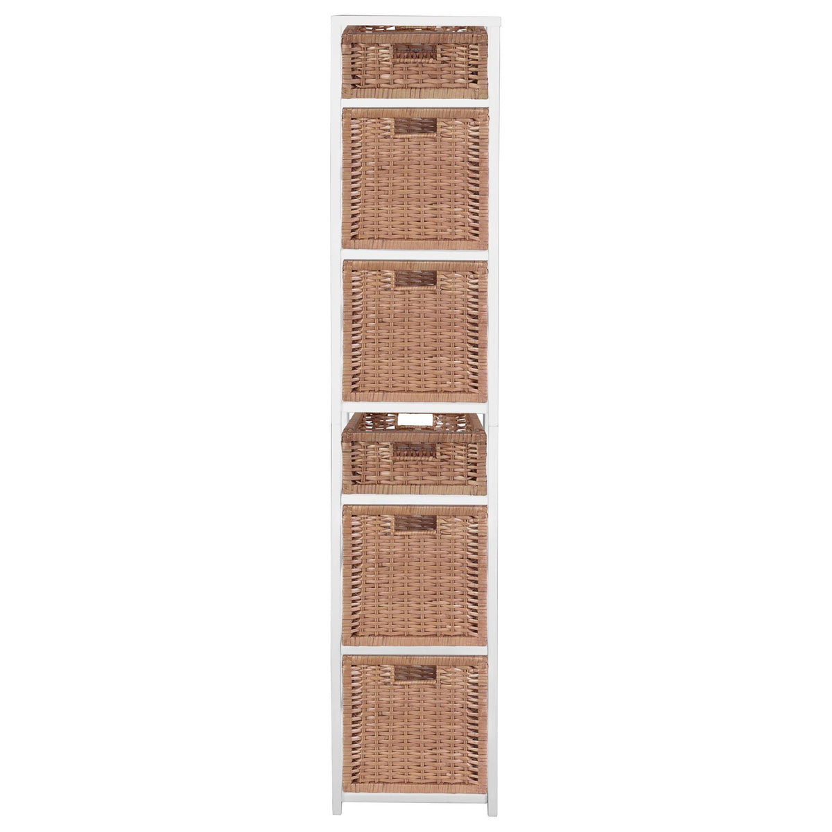 White/Natural Square Folding Bookcase with Wicker Storage Baskets X349