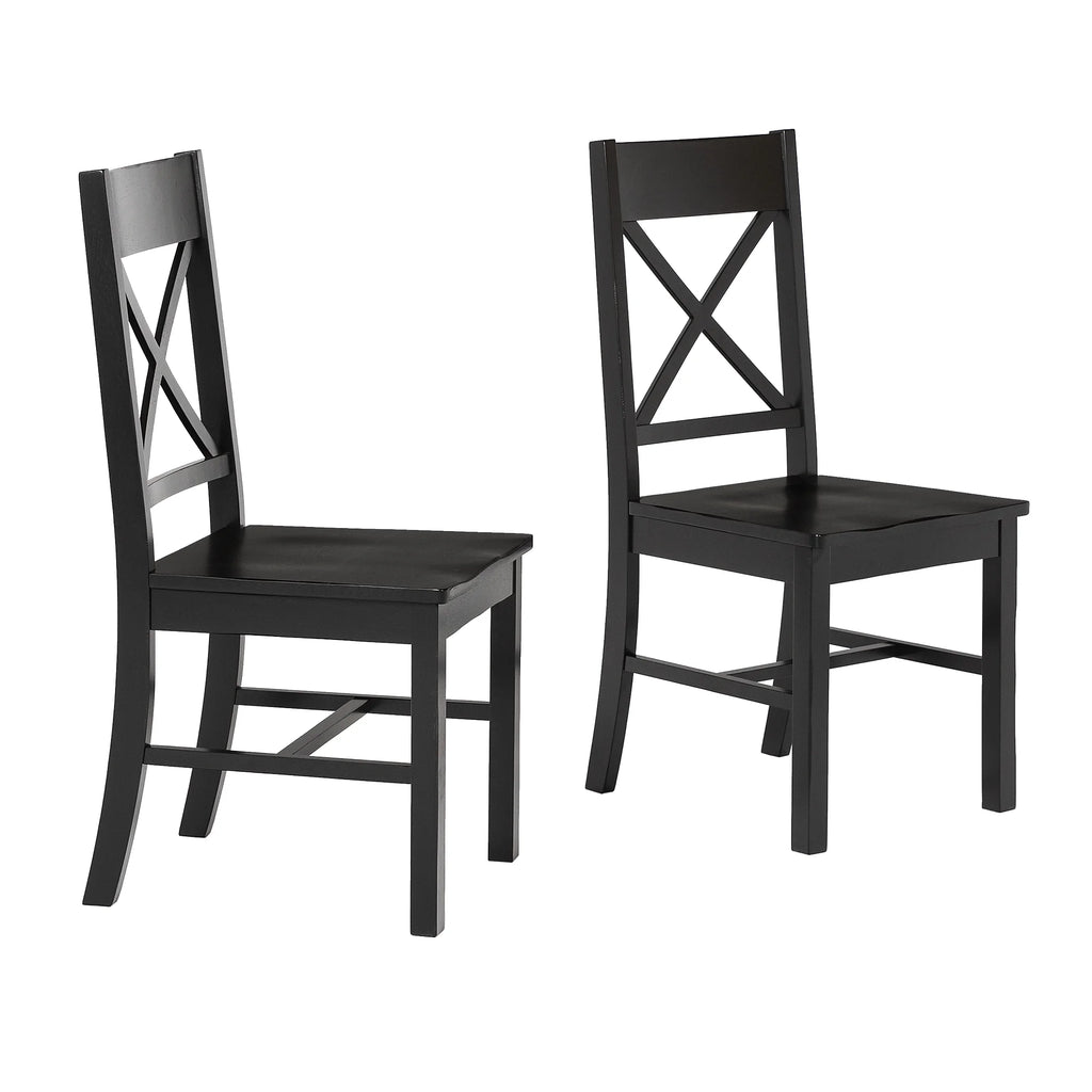 Antique Black Wood Dining Chairs, Set of 2 K828844