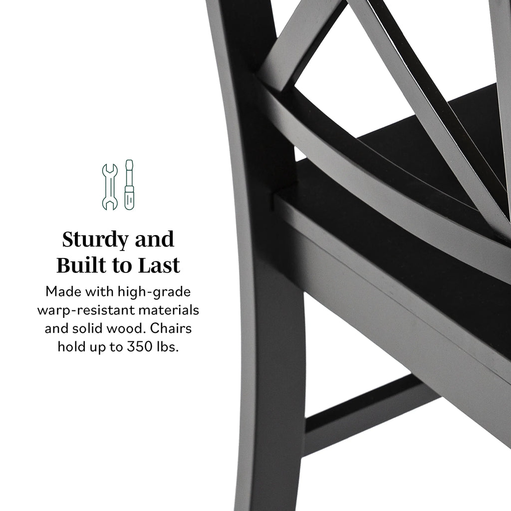 Antique Black Wood Dining Chairs, Set of 2 K828844
