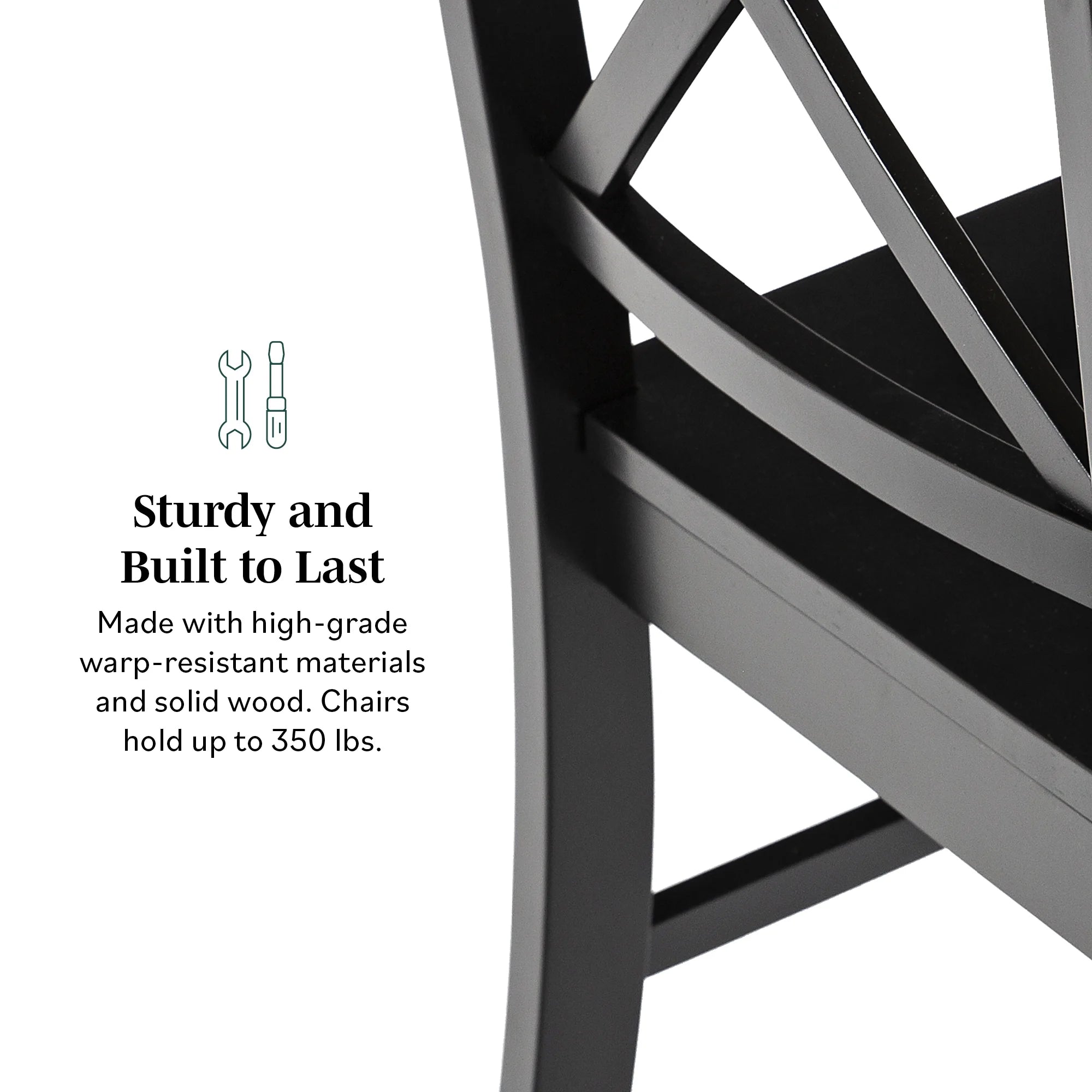 Antique Black Wood Dining Chairs, Set of 2 K828844