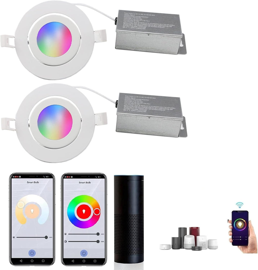 4 inch Smart LED Recessed Lights, 9W, 2 Pack P610106