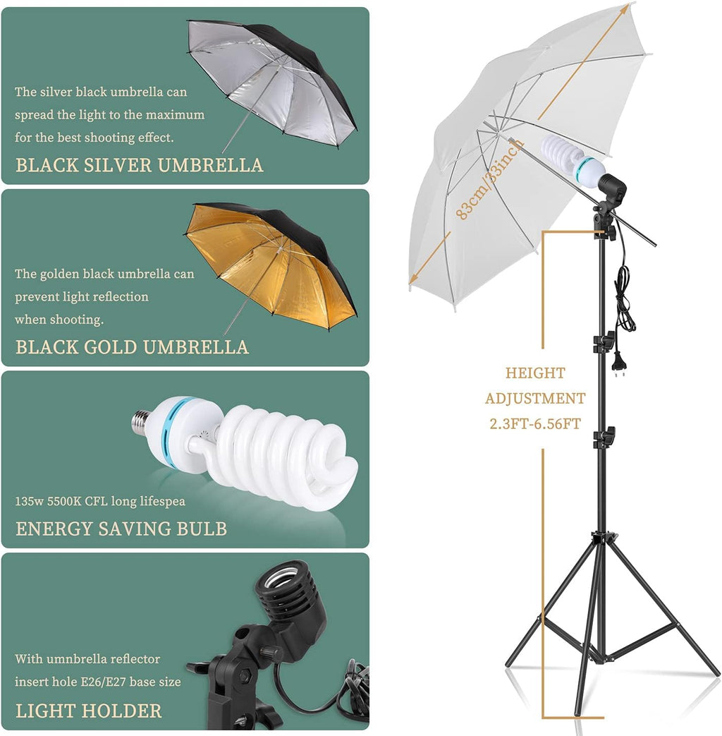 Photography Lighting Kit 7X 10FT Background Support System Softbox Continuous Lighting Kit E2503