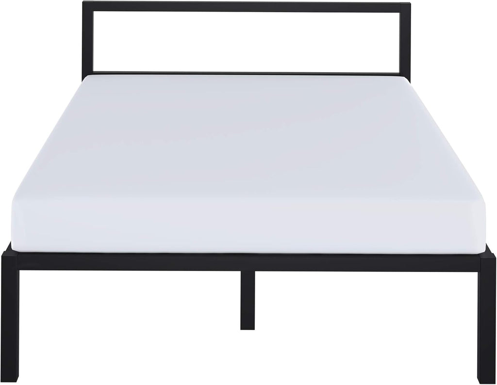 Full Size Black Metal Platform Bed Frame with Headboard S3223