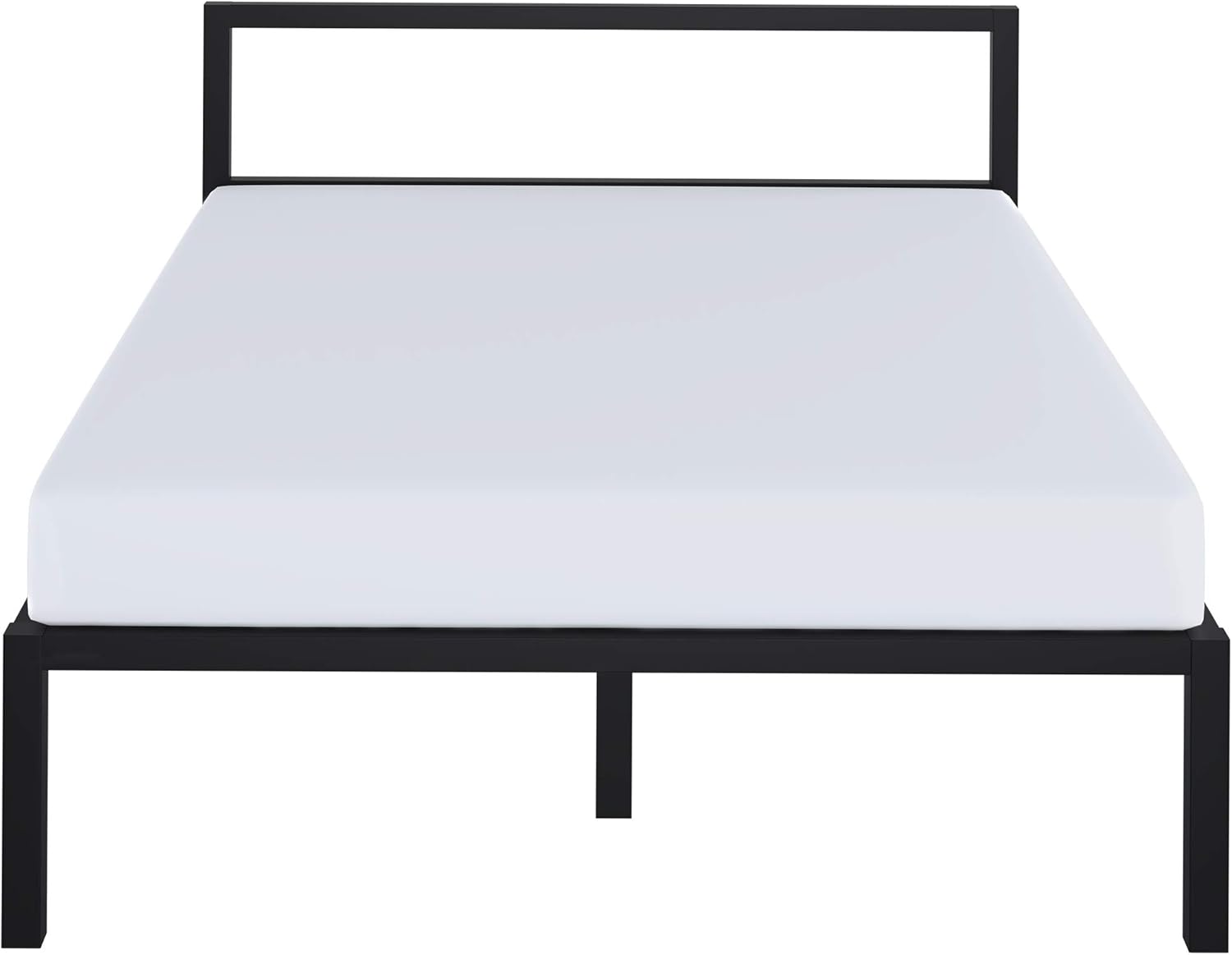 Full Size Black Metal Platform Bed Frame with Headboard S3223