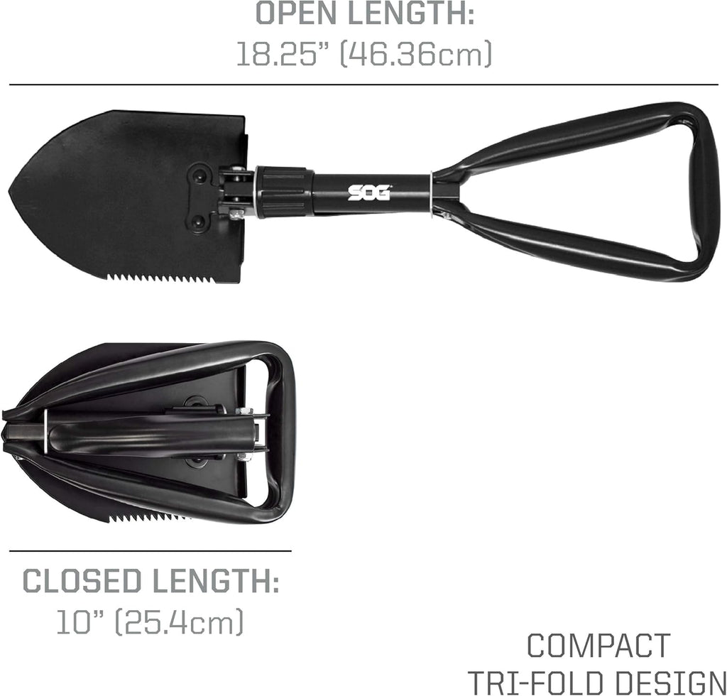 Black Folding Survival Shovel with Wood Saw Edge and Carry Case, Pack of 2 H2355