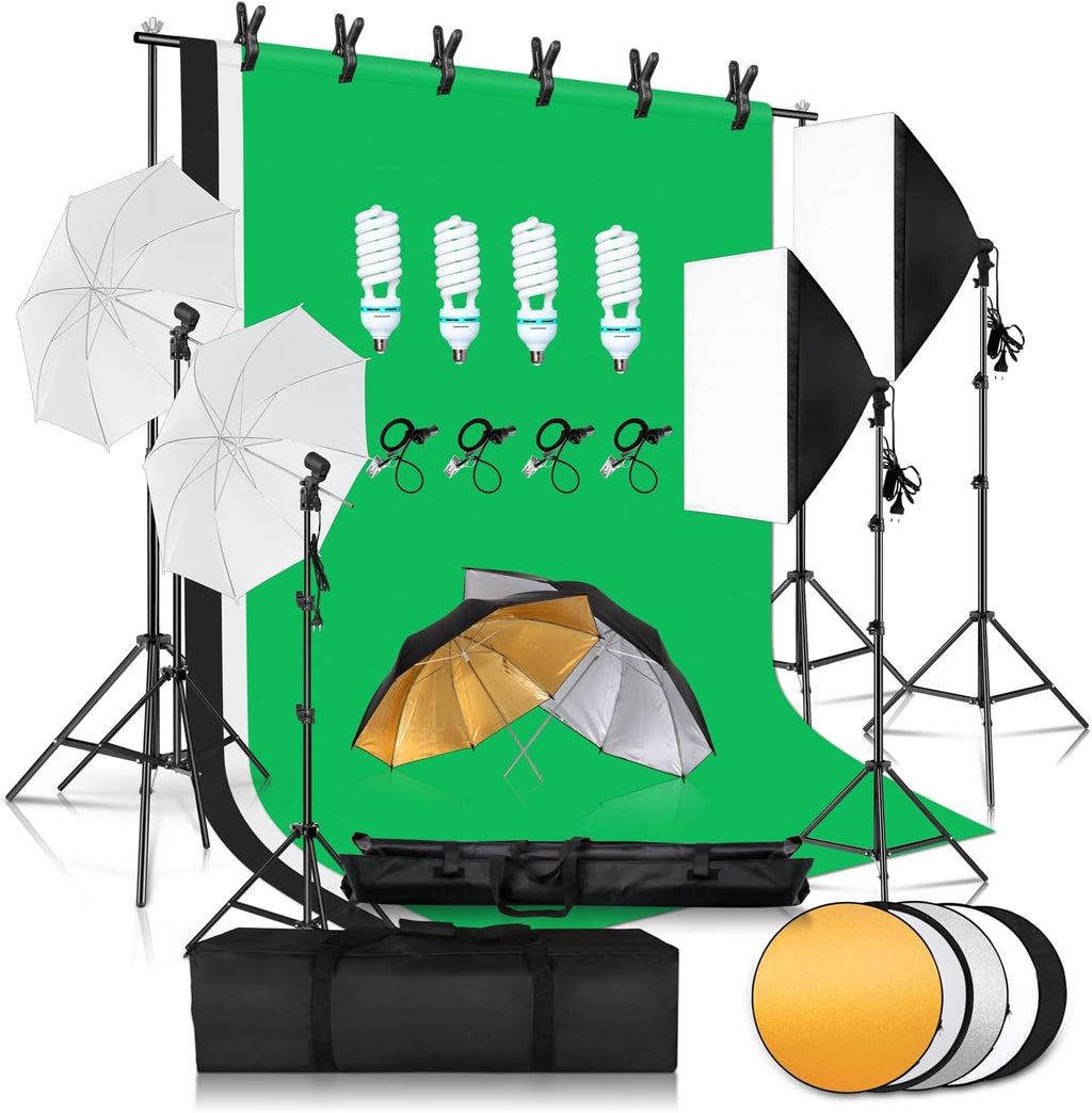 Photography Lighting Kit 7X 10FT Background Support System Softbox Continuous Lighting Kit E2503