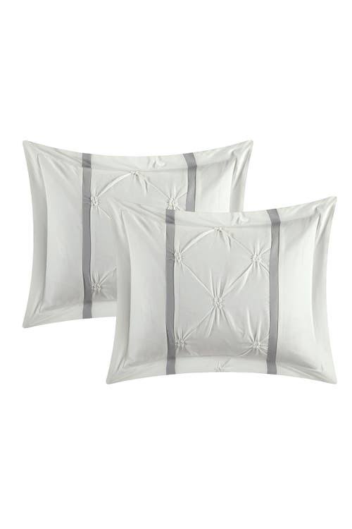 White Pinch Pleat Pintuck Duvet Cover 3-Piece Set Q687914