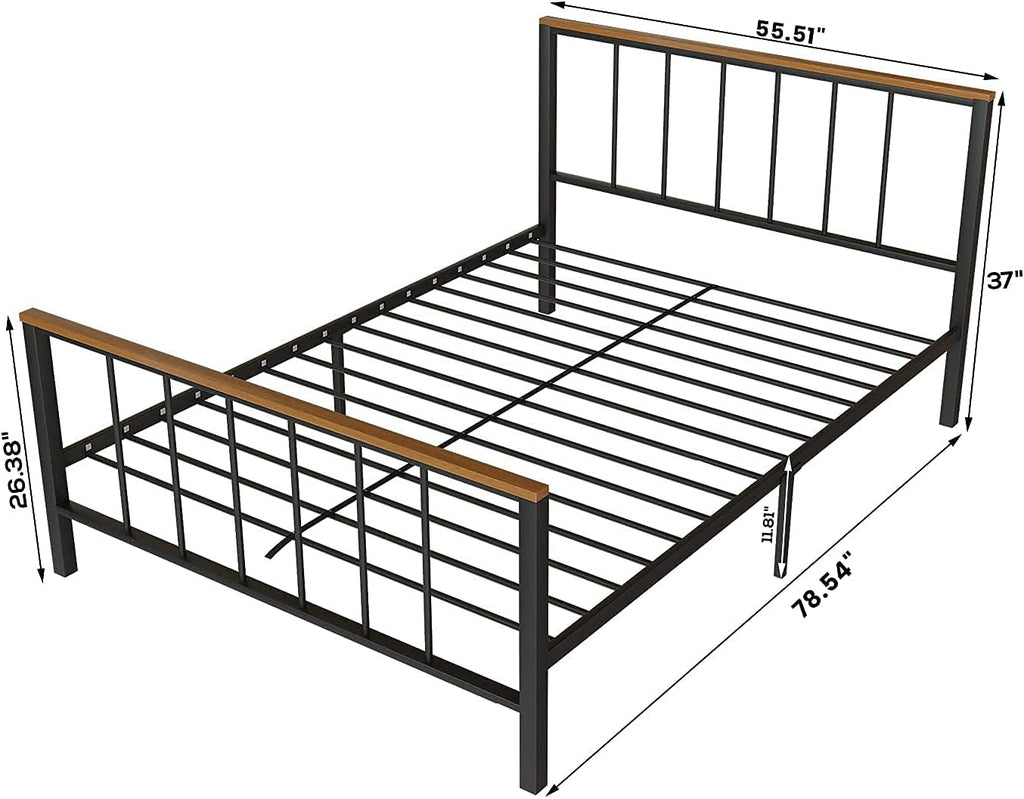 Full Metal Platform Bed Frame with Headboard and Footboard O49310