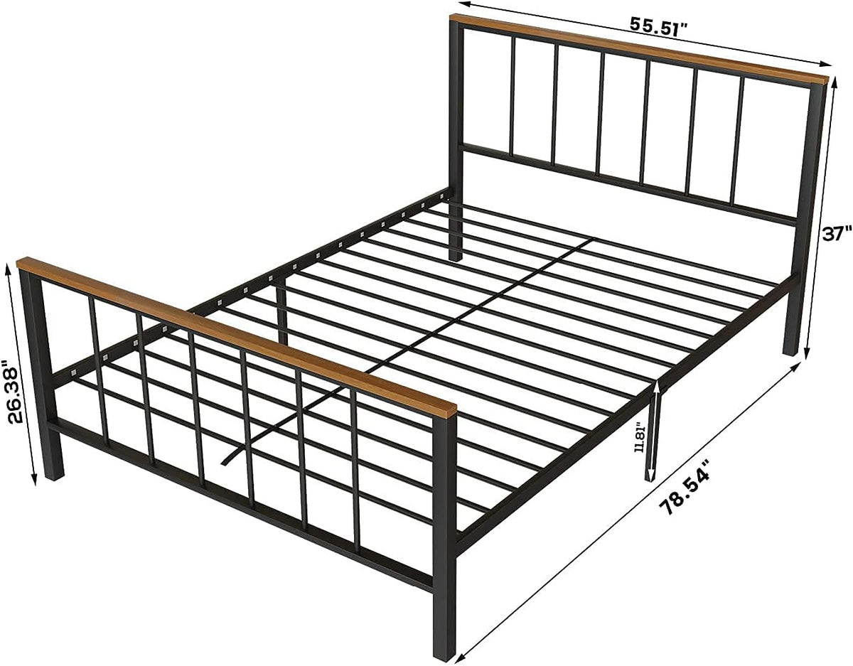 Full Metal Platform Bed Frame with Headboard and Footboard O49310