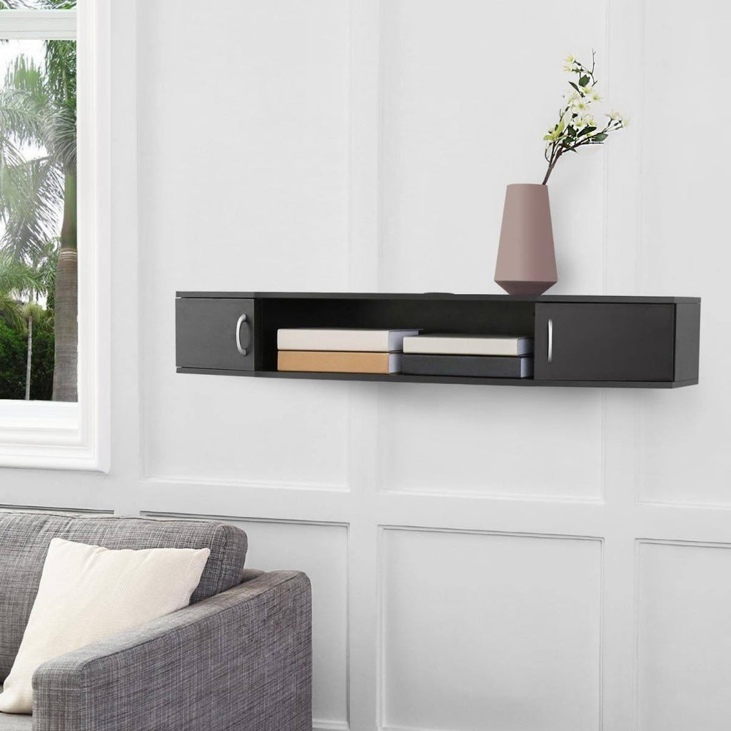 Wall Mounted TV Media Console Storage Hutch - 43.3 - Black O911