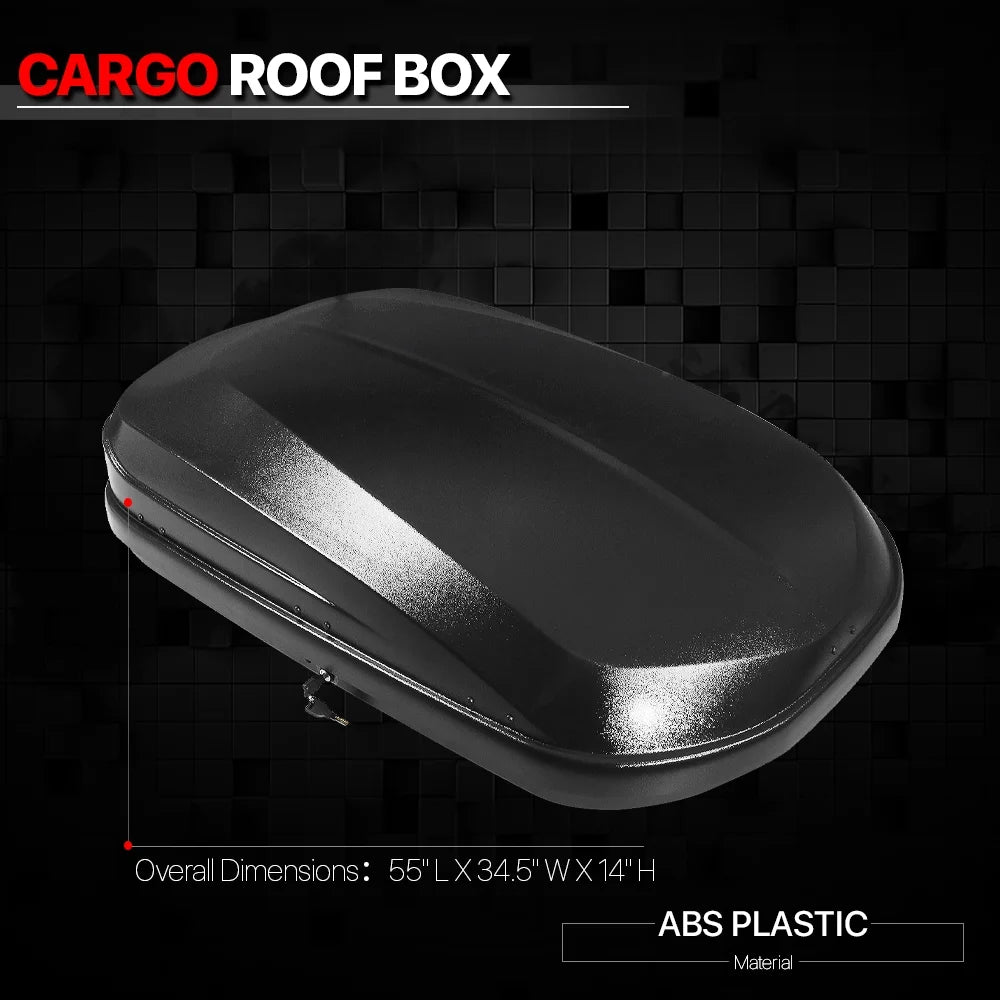 SUV Cargo Top Box Carrier Rooftop Storage Luggage with Lock with Cross Bar (55"L X 34.5"W X 14"H) N74085