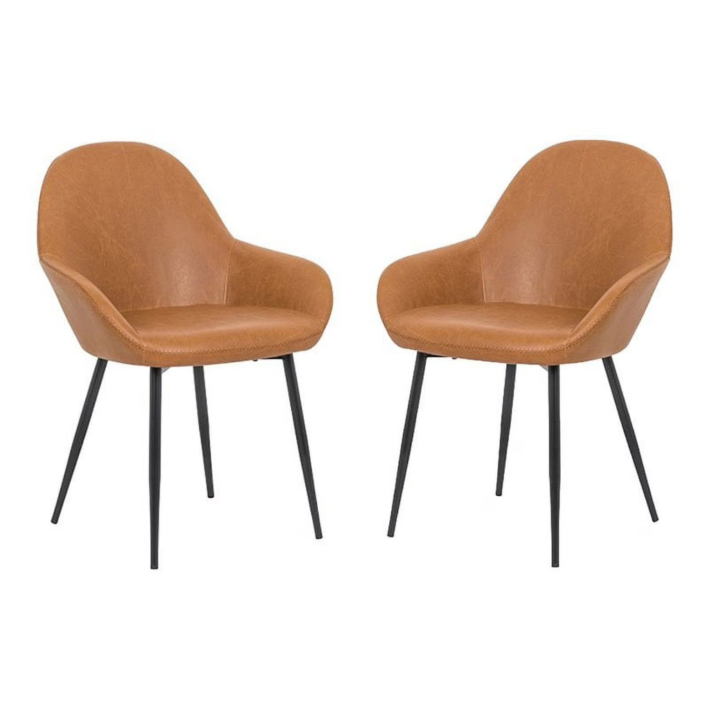 Faux Leather Arm Chairs in Tan (Set of 2) H44765