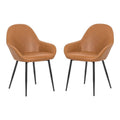 Faux Leather Arm Chairs in Tan (Set of 2) H44765