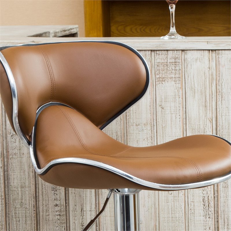 Faux Leather Swivel Barstool in Camel - Set of 4 H8223