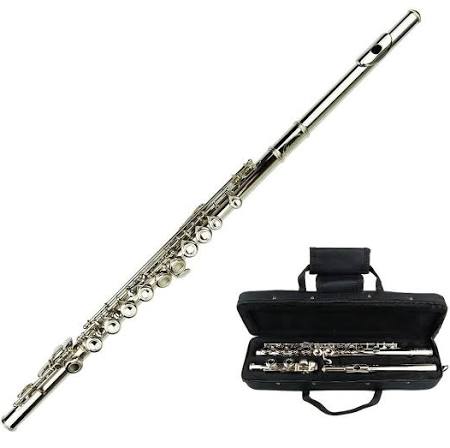 Silver Flute with Carrying Case, Tuner, Music Stand W332