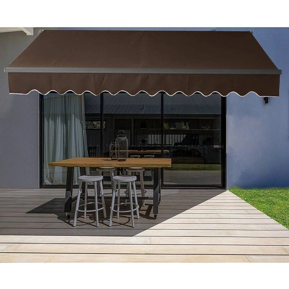 12 x 10 ft. Black Frame Retractable Patio Canopy Awning L358454
