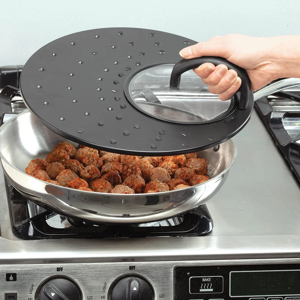 Universal Lid, 100% Durable Iron, Plastic Handle, 12” Diameter V1687