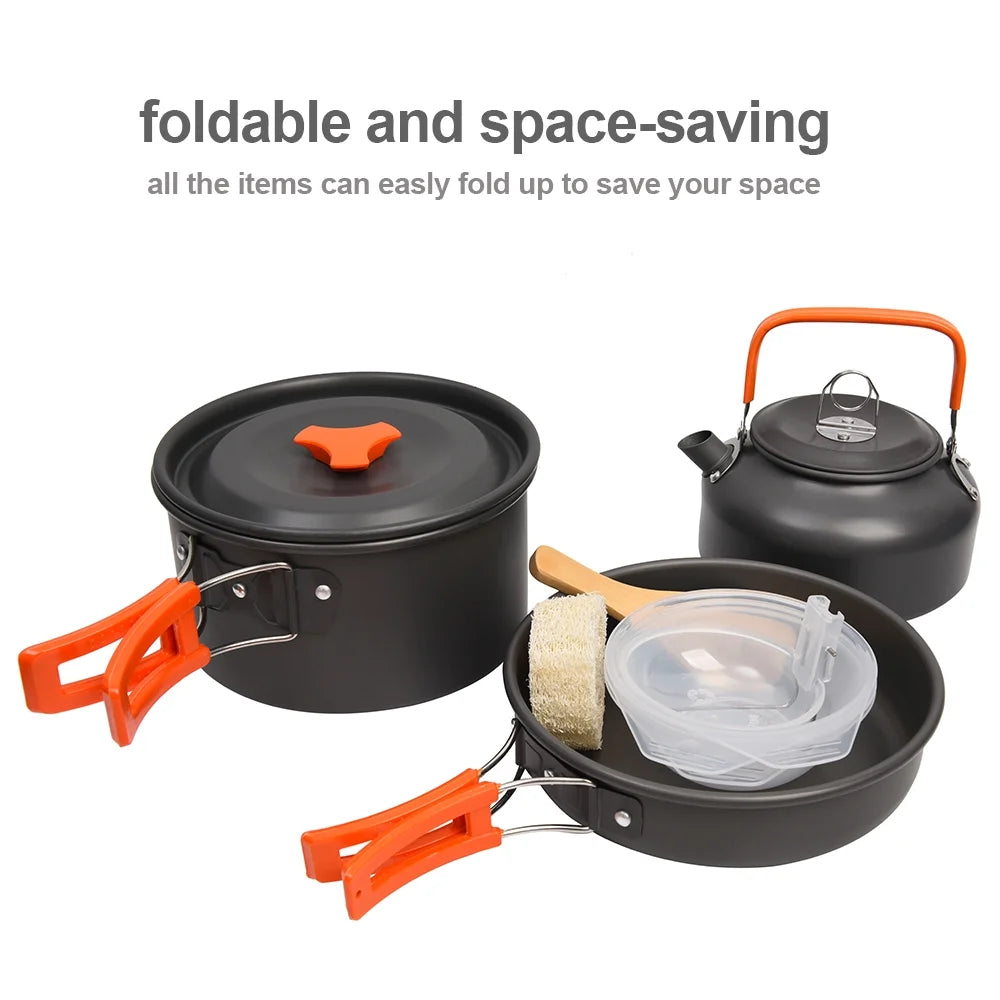 10Pcs Non-stick Aluminum Camping Cookware Set A37682