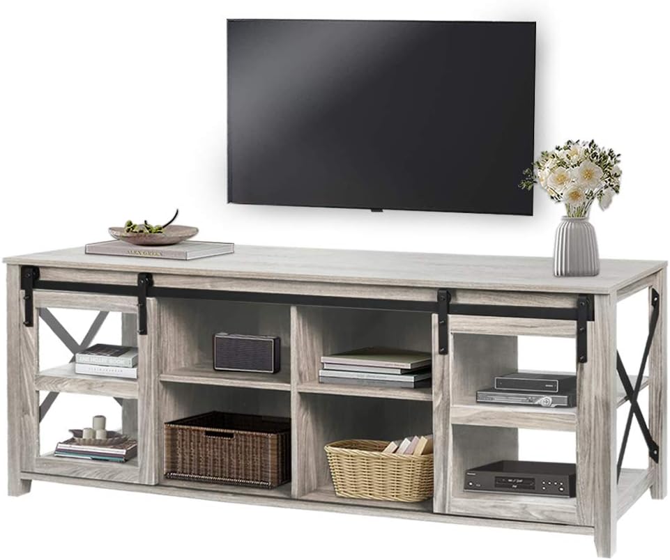 Gray TV Console with Storage P605773