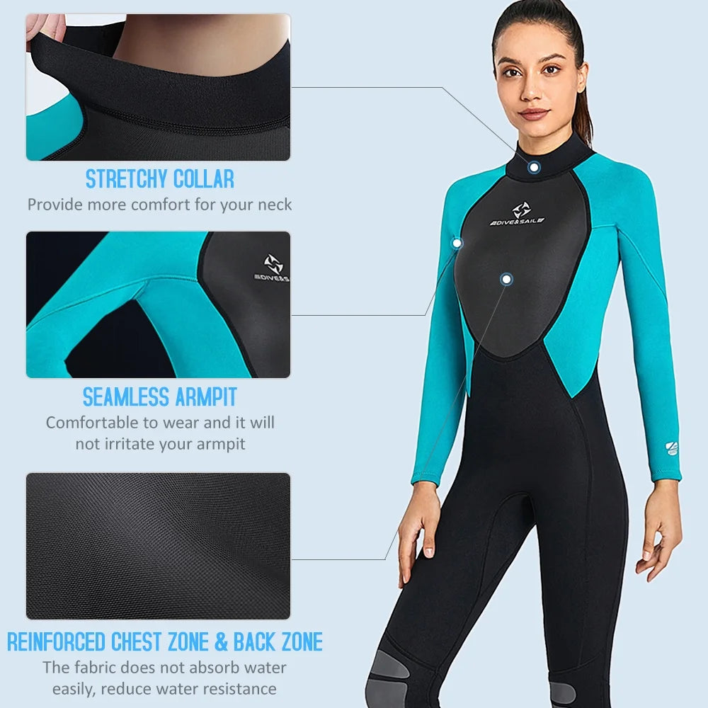 3mm Women Neoprene Full Body Diving Suit M6523