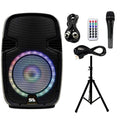 Active 10 inch DJ Karaoke Party Speaker with Stand, Bluetooth, LED Lights, Microphone, Cable and R F240
