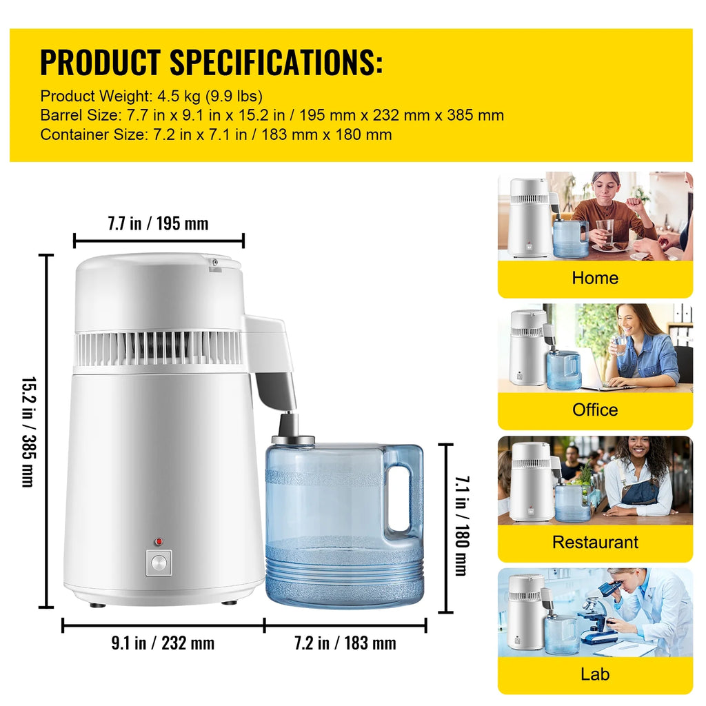 Stainless Steel Water Distiller 1.1 Gallon/4 L Countertop B104226
