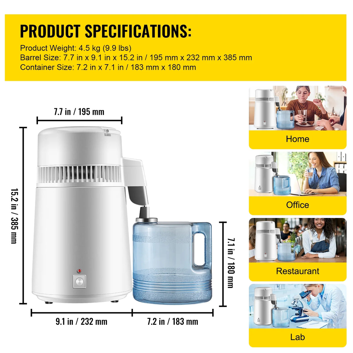 Stainless Steel Water Distiller 1.1 Gallon/4 L Countertop B104226