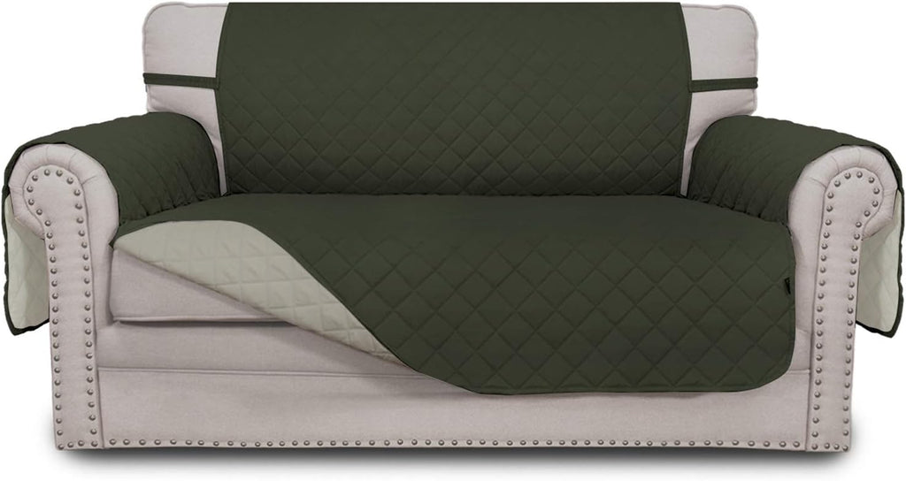 Light Gray Reversible Sofa Slipcover with Elastic Straps M8308