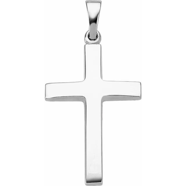 14KT Solid White Gold Yellow Gold 925 Sterling Silver Polished Plain Cross Pendant D735463