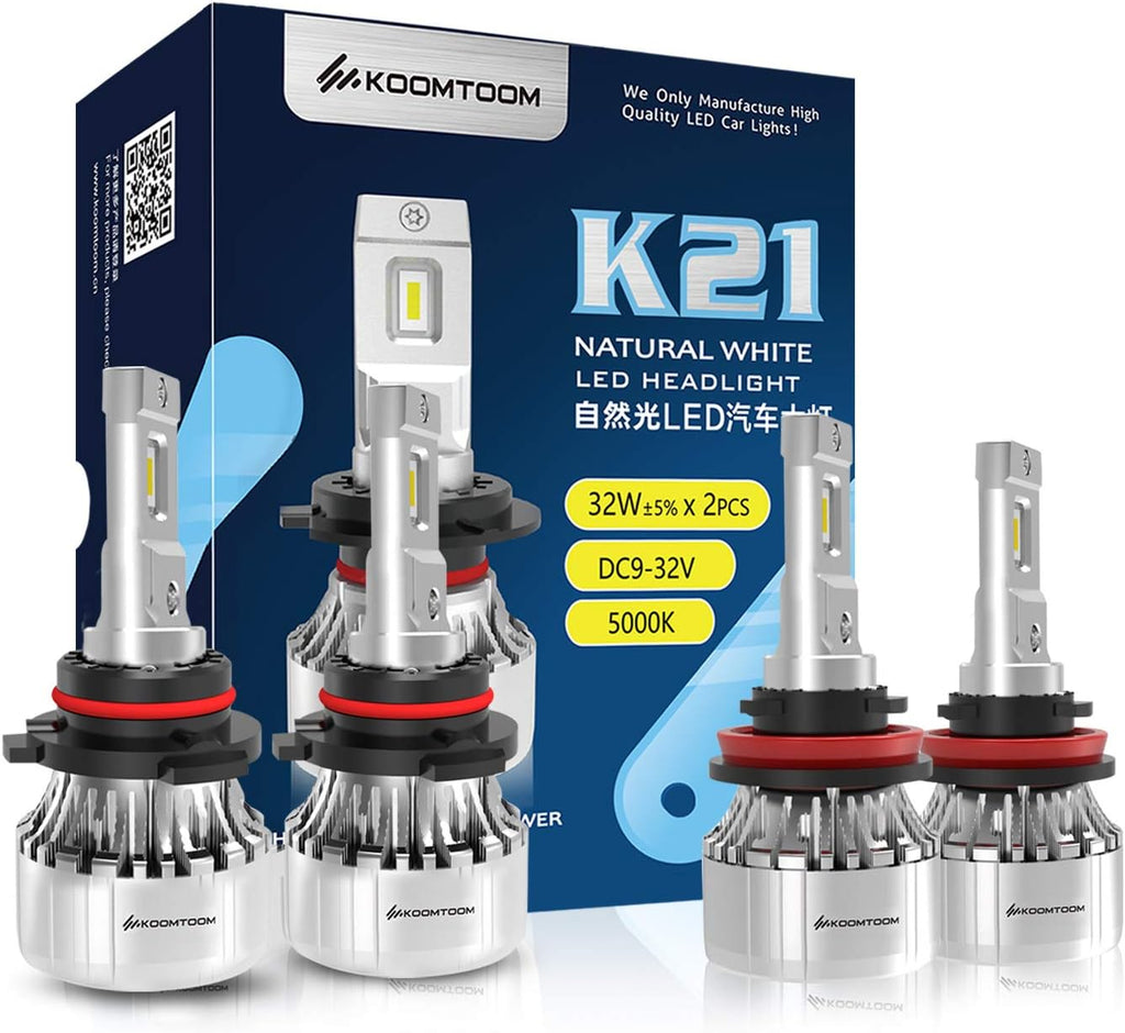 64W 12000Lm 5000K Warm White HB3 LED Headlight Bulb Conversion Kit, Pack of 2 U27437